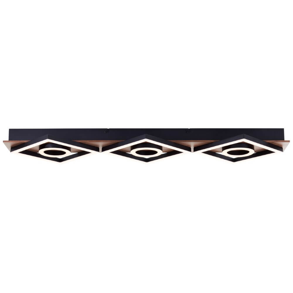 Brilliant Plafondlamp zwart met houtMaureen 88cm - G80113/76