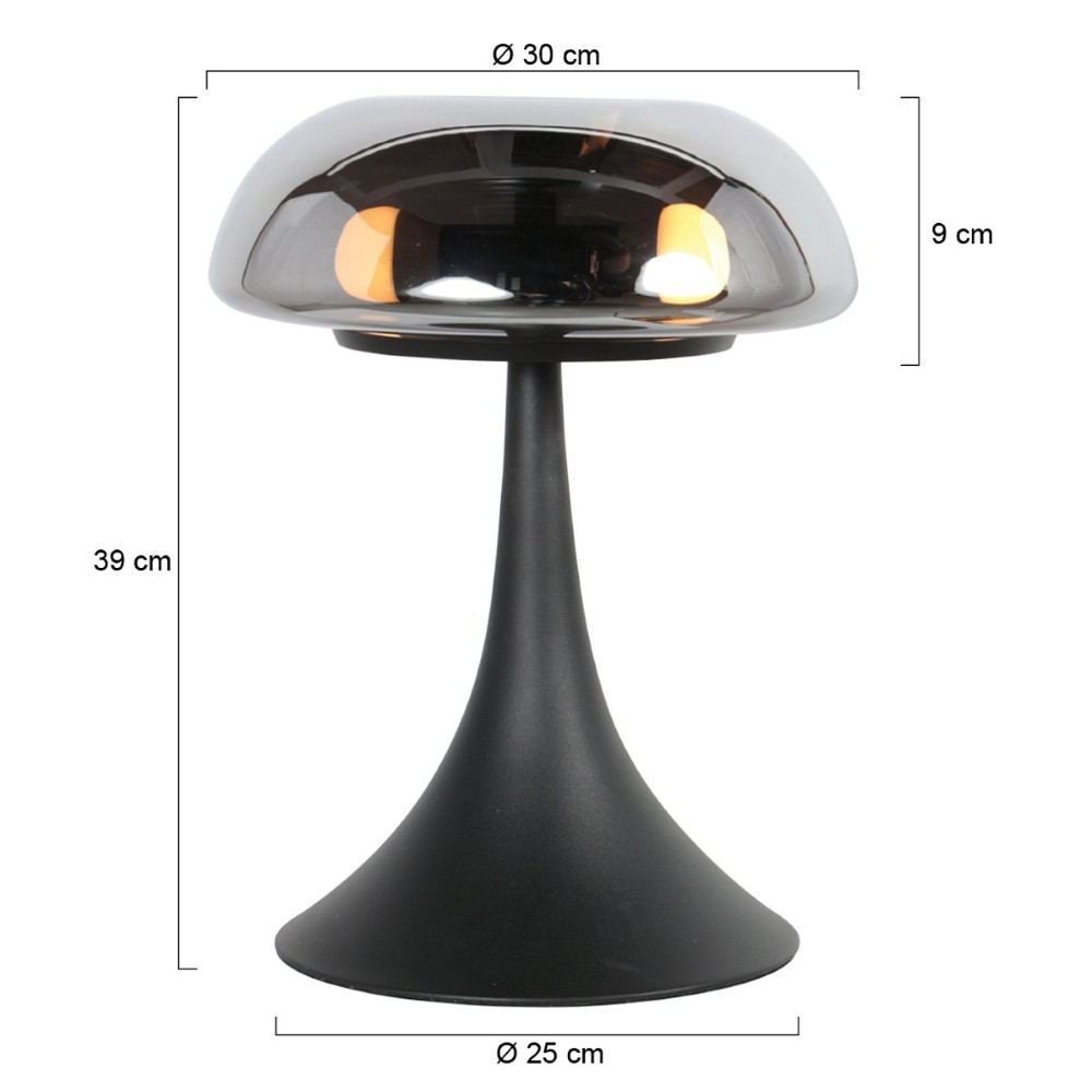 Tafellamp Ancilla zwart met smoke glas Steinhauer 8712746191943