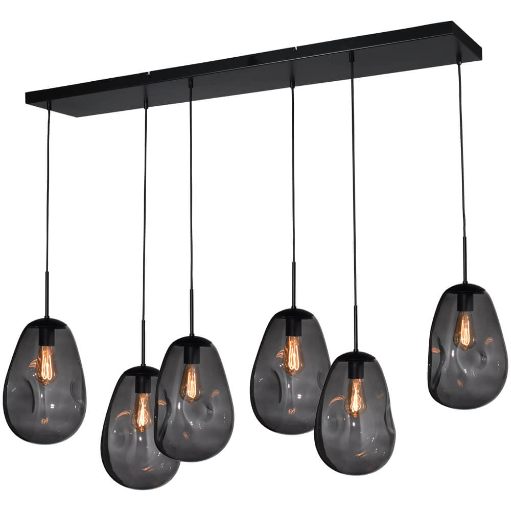 Masterlight Hanglamp Lava 6x smoke glas Ø 22,5cm - 2761-05-130-25-60560
