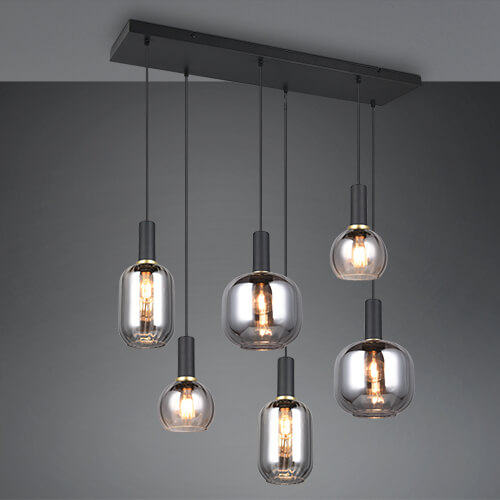 Trio Eetkamer hanglampDiva 6-lichts - smoke glas - 319800632