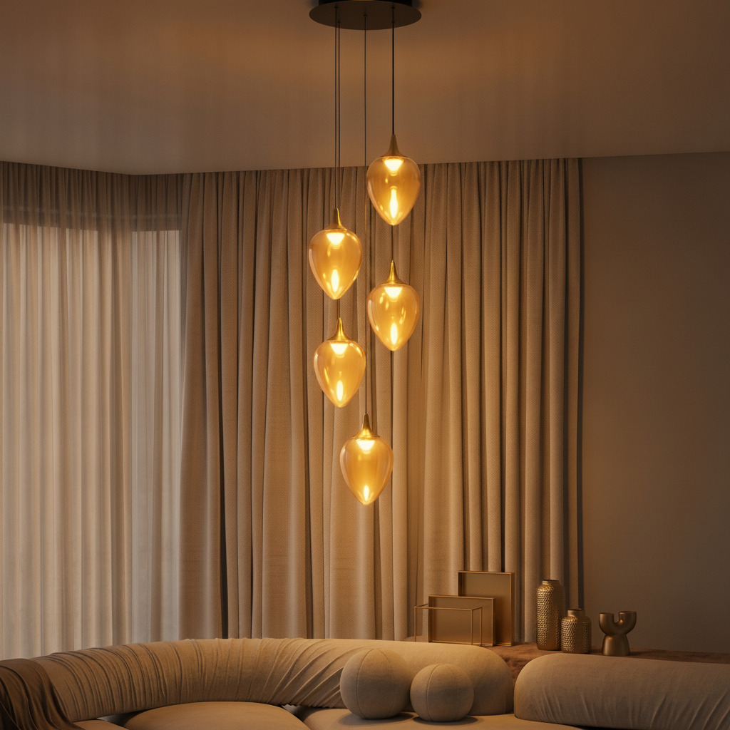 Lyora HanglampNali 5-lichts amber glas - 9416976