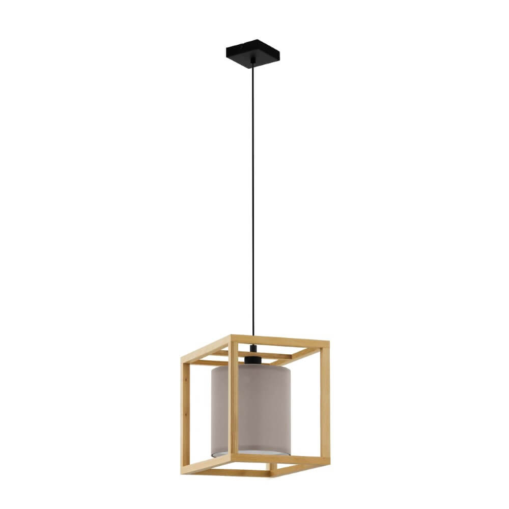 Stars of Light Houten hanglamp Granados met grijze kap - 390107