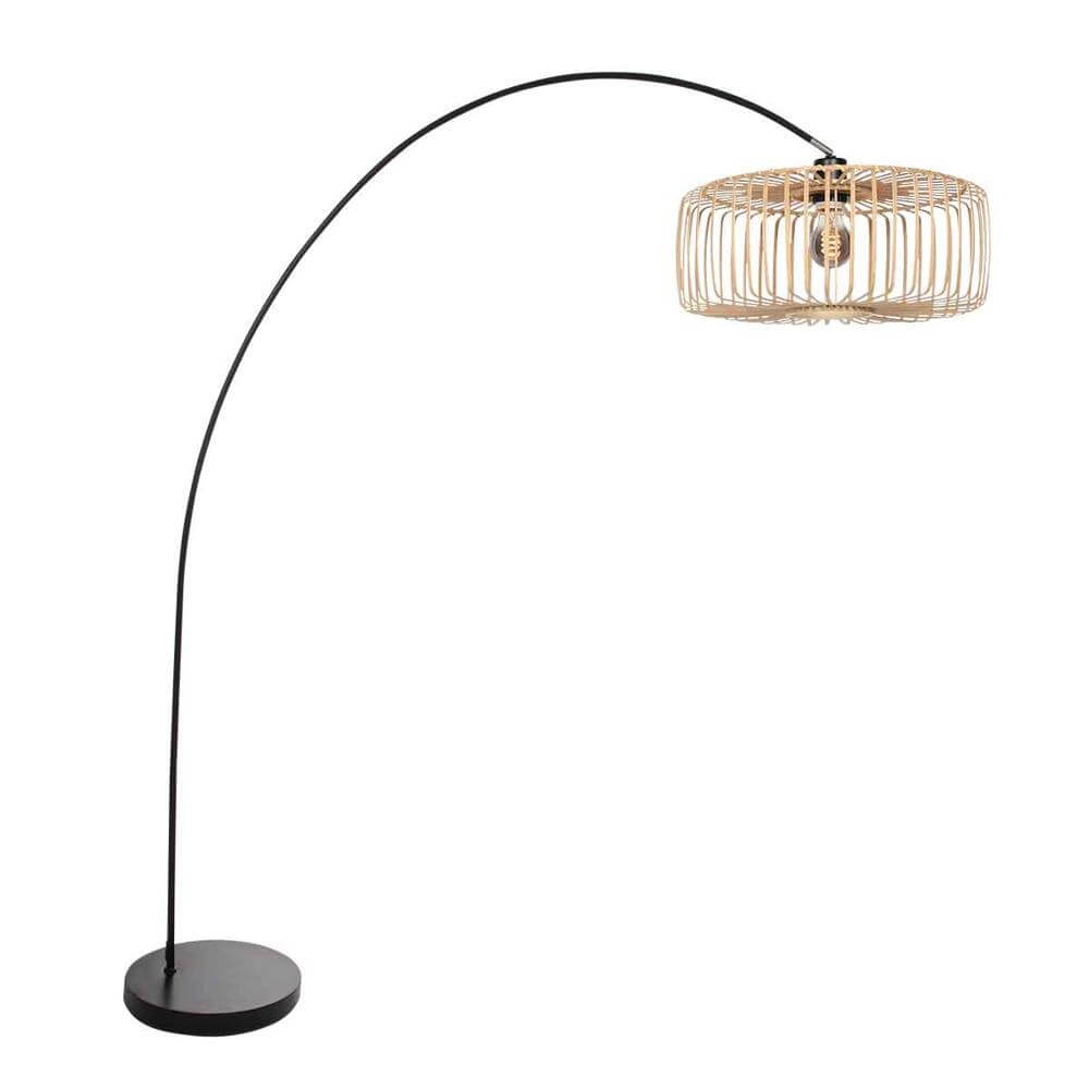 Steinhauer BooglampSolva zwart met bamboe - 4156ZW