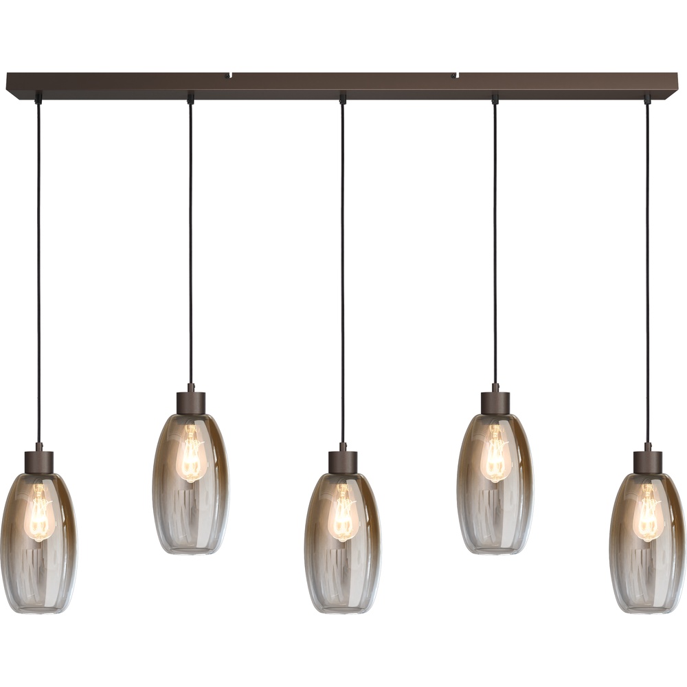 Masterlight Glazen hanglampOlive 5x Ø 15cm - cacao - 2431-15-130-5-02-15