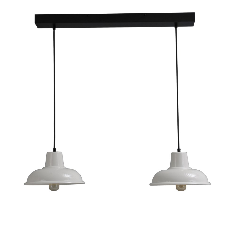 Masterlight Retro eettafellamp Di panna Industria 2x26 2-lichts wit met zwart - 2045-06-06-S-70-2