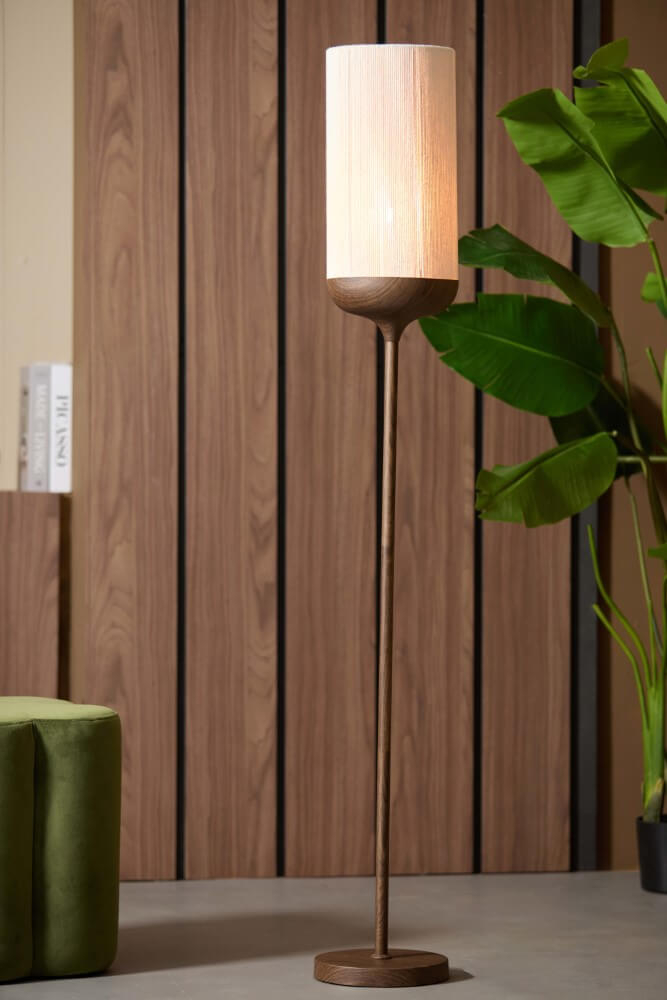 Light & Living Vloerlamp Dania donkere hout print - 1738152