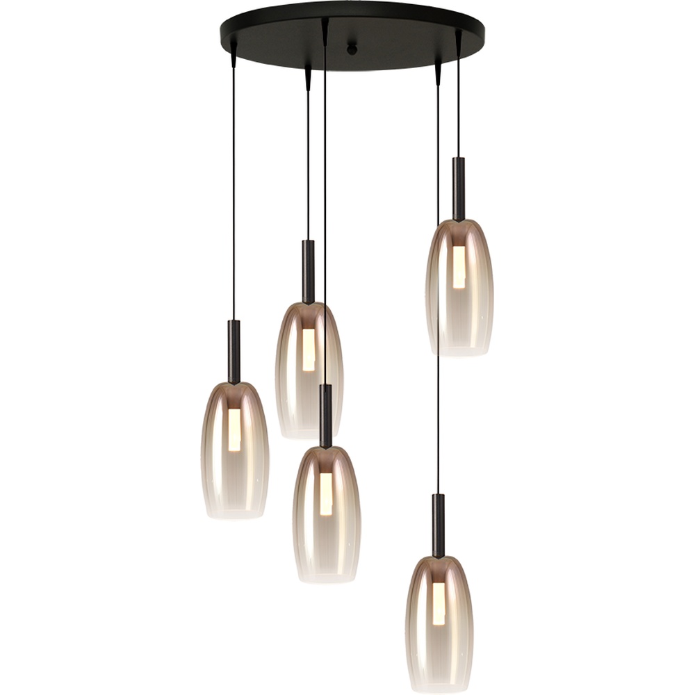 Masterlight 5L vide hanglamp Lido Olive met Ø 24cm gold-fading glas - 2862-05-02-50-5-4