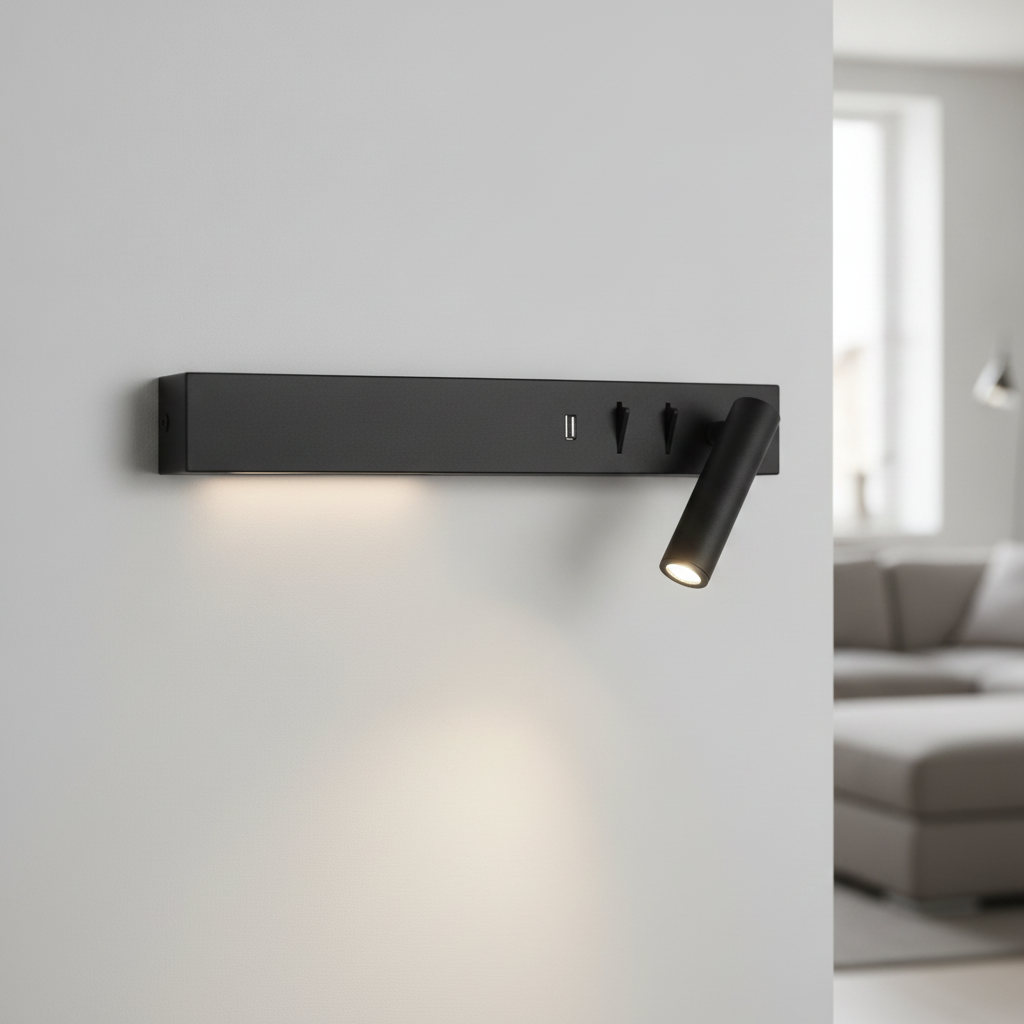 Lyora BedlampjeVida rechts zwart met usb - 110537