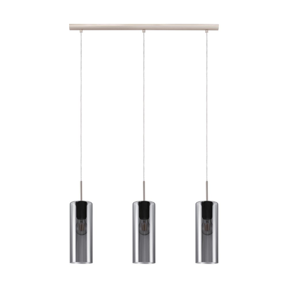 Eglo Eetkamer hanglamp Selvino 3-lichts RVS met smoke glas - 98695