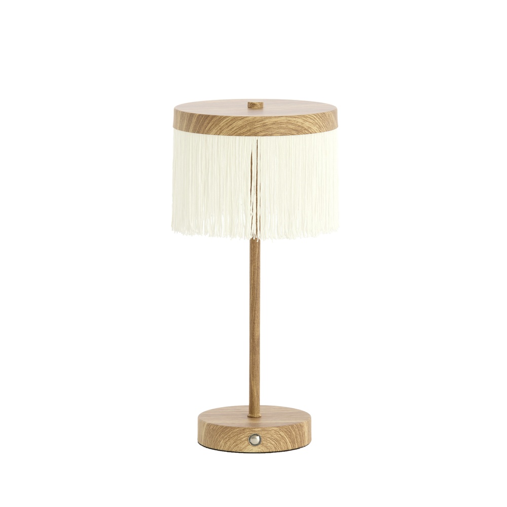 Light & Living Oplaadbare schemerlampDiny houtlook met wit - 1892183