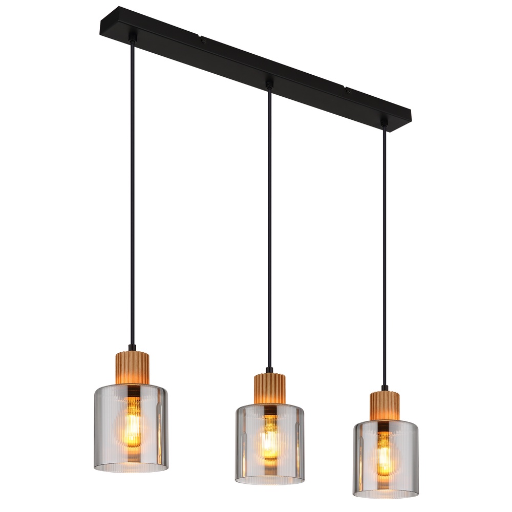 Globo Design hanglamp Aleidis 3-lichts recht zwart - 15768-3