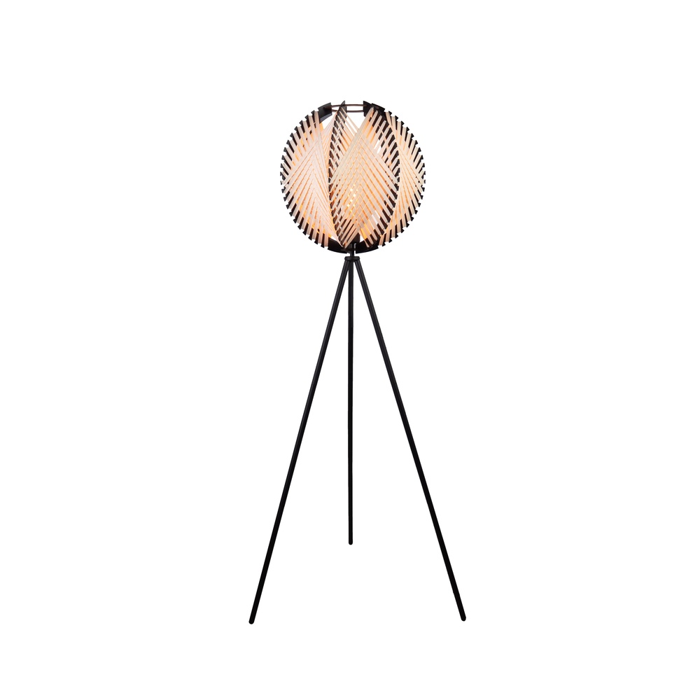 Eglo Vloerlamp Waverton zwart met crème textiel - 44009