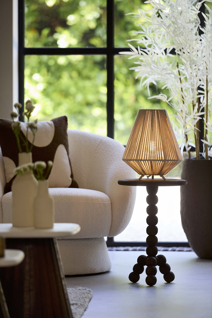 Light & Living Tafellamp japandi Felida Ø 28cm crème - 8056143