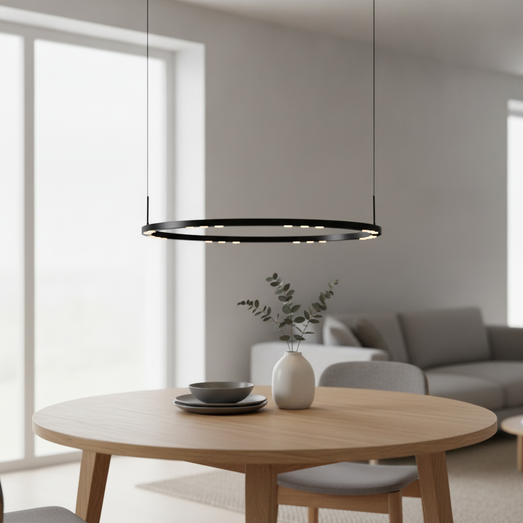 Lyora Strakke hanglamp Lunette zwart Ø 80cm - 109383