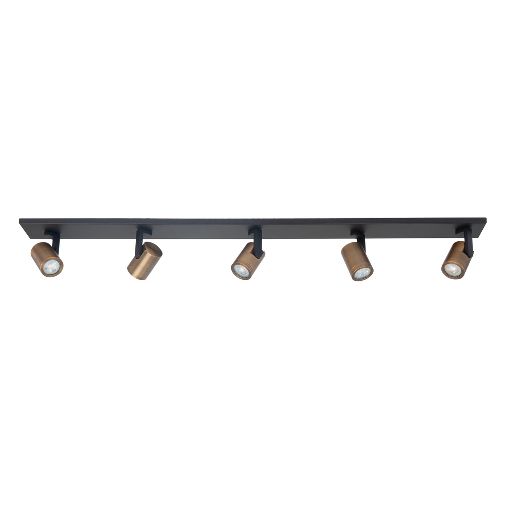 Highlight Opbouwspot Halo zwart met messing 5-lichts - S7378.32