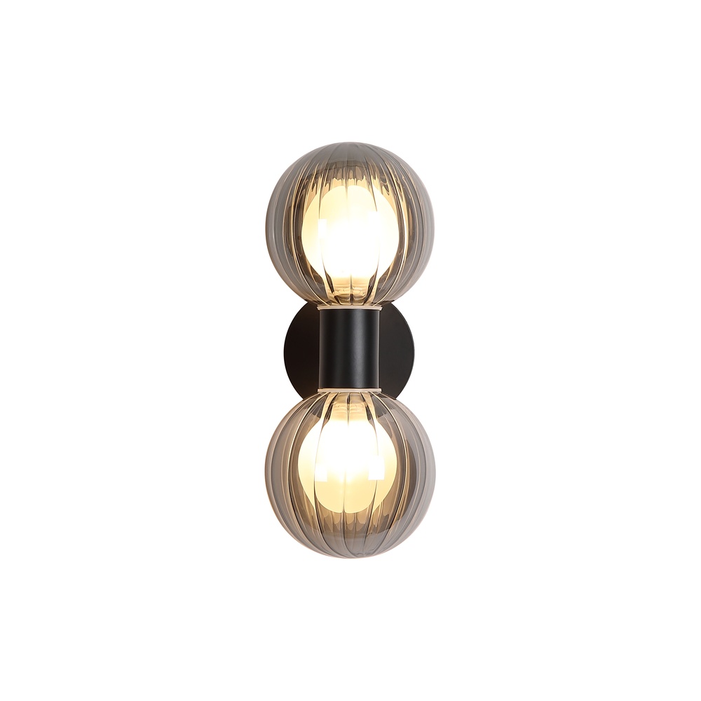 Searchlight WandlampLuminsphere zwart dubbel - 30507BK
