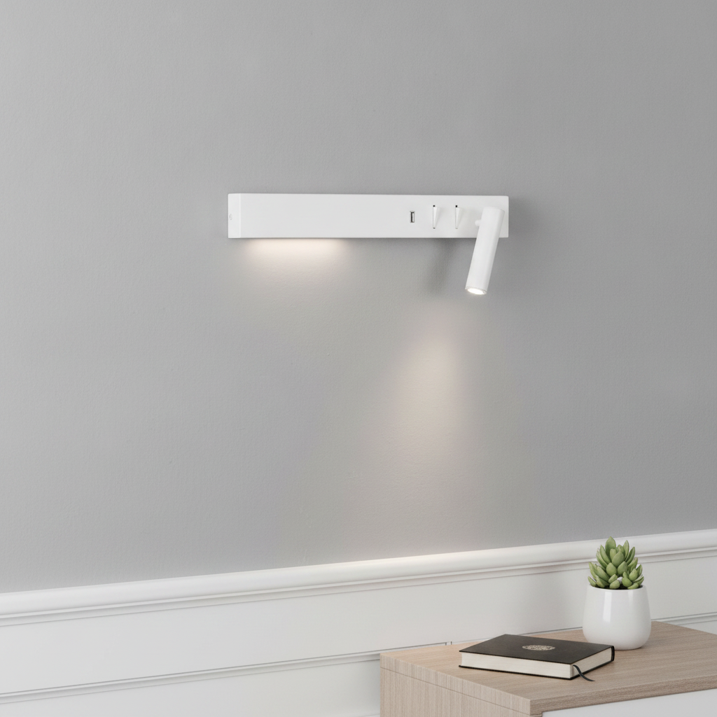 Lyora BedlampjeVida rechts wit met usb - 9533523