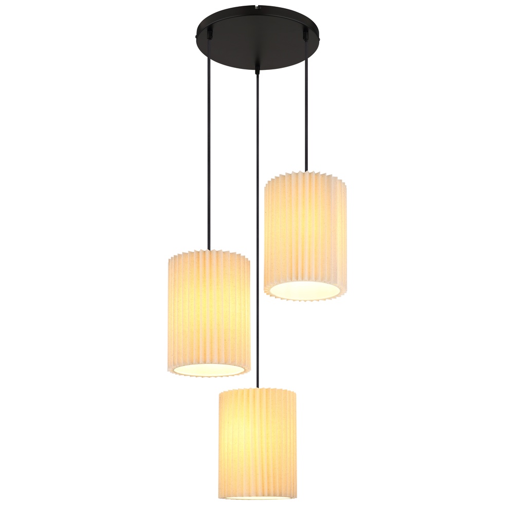 Globo 3-lichts hanglamp Page zwart met wit rond - 15757-3