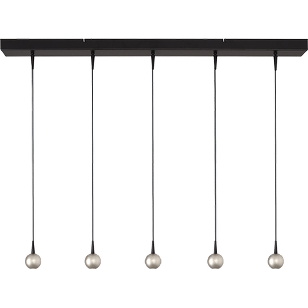 Masterlight 5-lichts hanglampTalana zwart met nikkel Ø6cm DTW - 2411-05-37-100-5