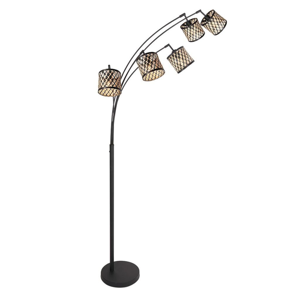 Steinhauer Vloerlamp 5-lichtsSumba met bamboe kappen Ø12cm - 4493ZW