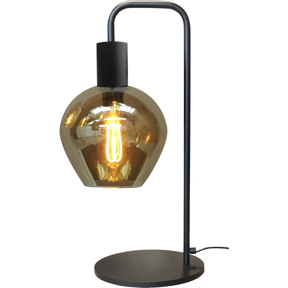 Masterlight Zwarte tafellamp Bounty met blackline glas - 4472-05-05-3