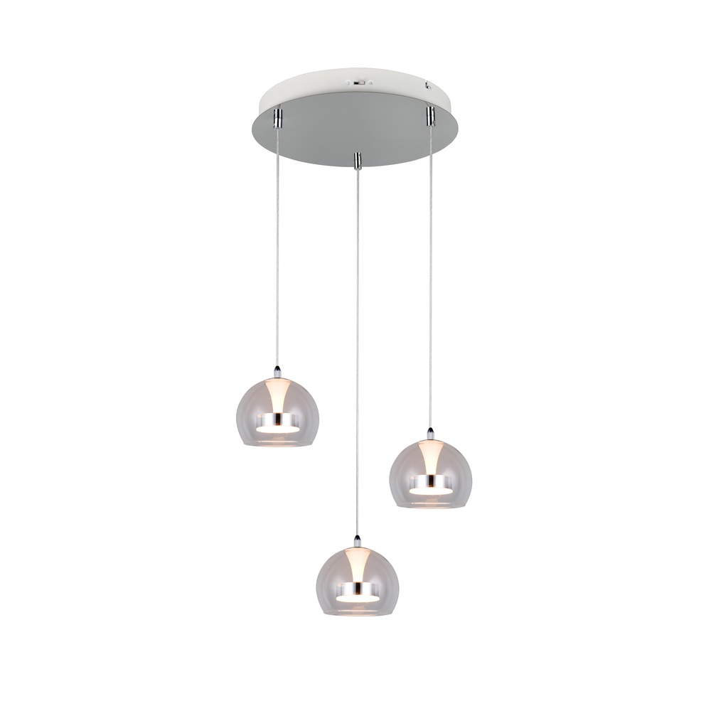 Trio HanglampFlynt 3-lichts chroom - 331630306