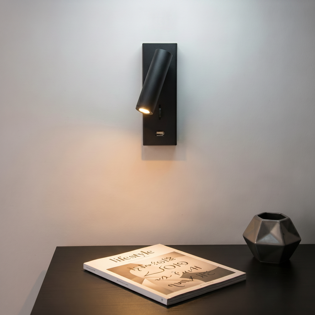 Lyora BedlampjeFuse zwart met usb - 110543