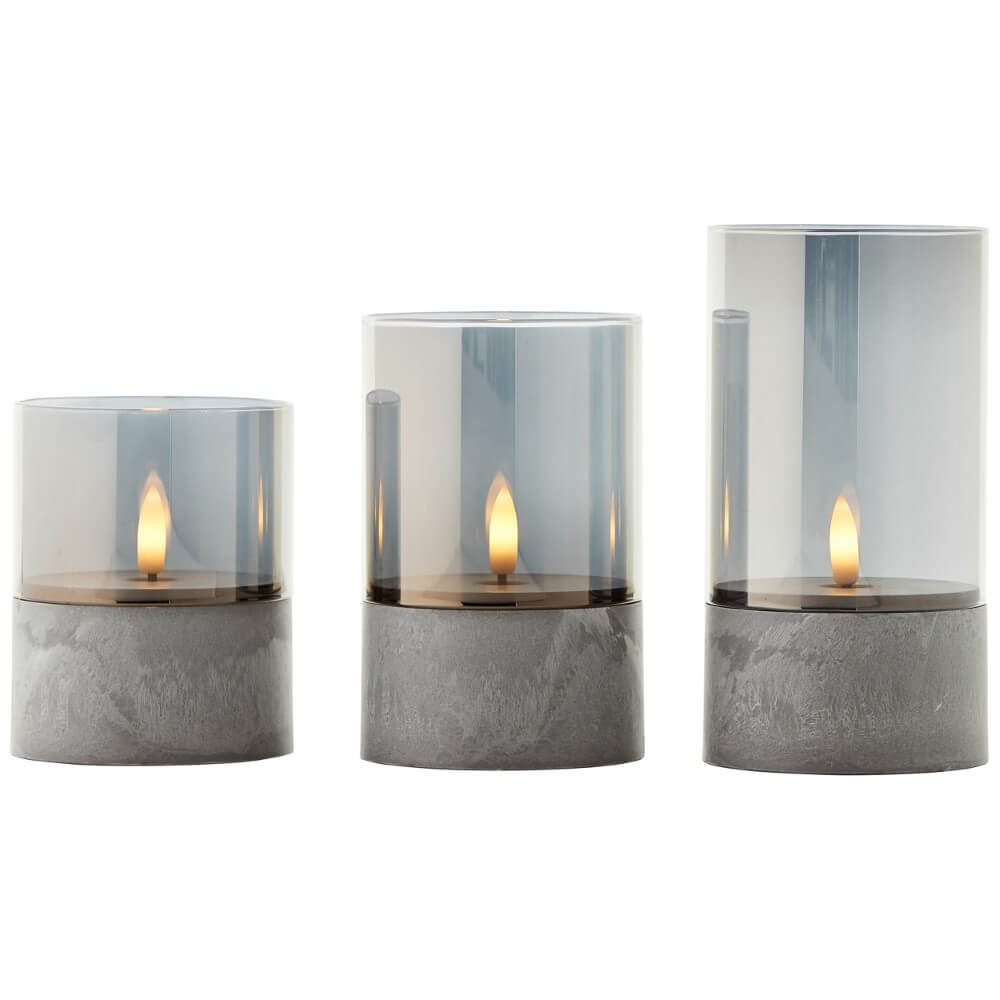 Brilliant Set van 3 tafellampjesBougie smoke glas - G92635A93