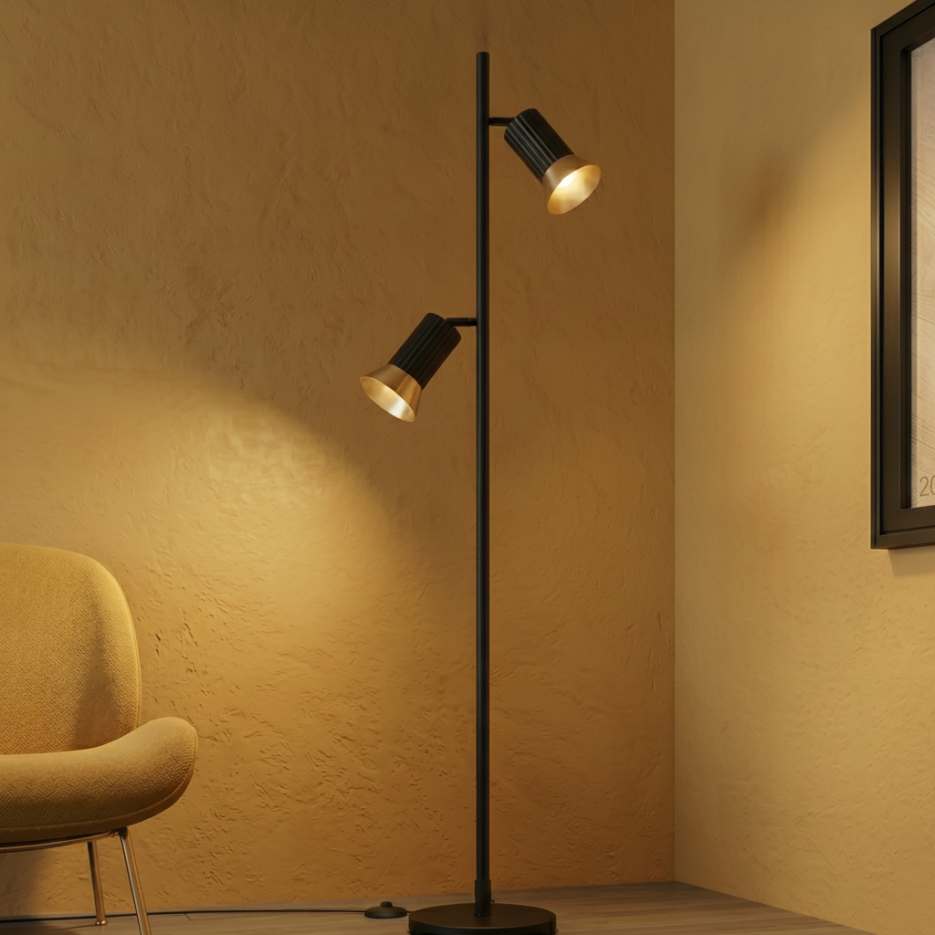 Lyora Design vloerlampLuvia zwart met goud - 9011450