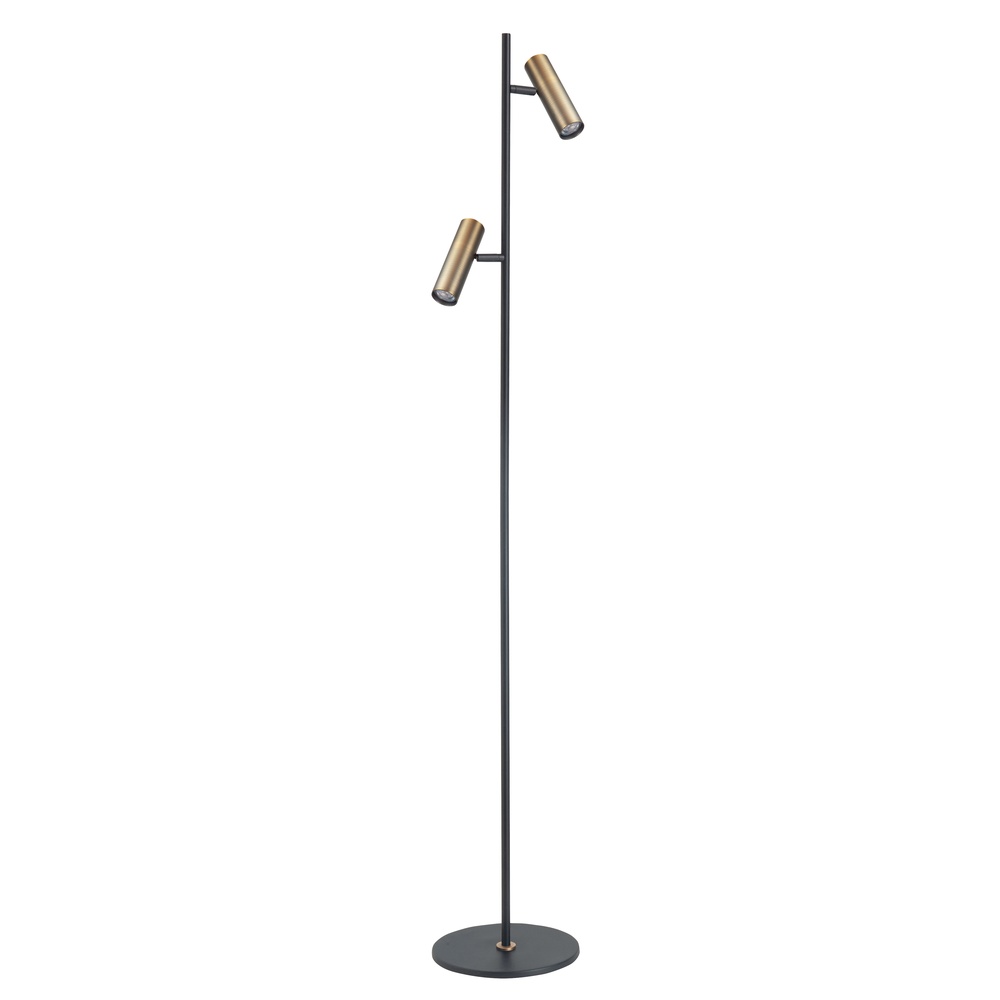 Highlight Vloerlamp Trend 2-lichts zwart met koper brons - V4732.32