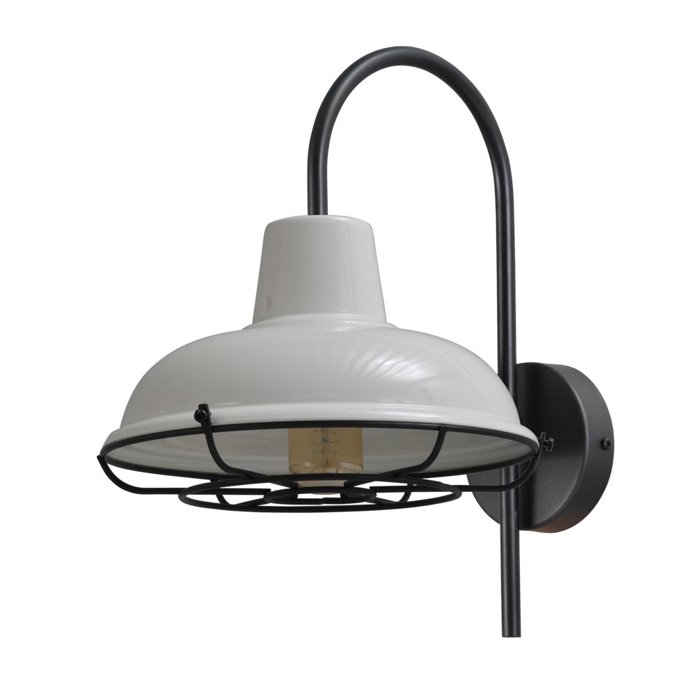 Masterlight Retro witte industrie wandlamp Industria Grid 33cm zwart met witte kap - 3045-05-06-06-C