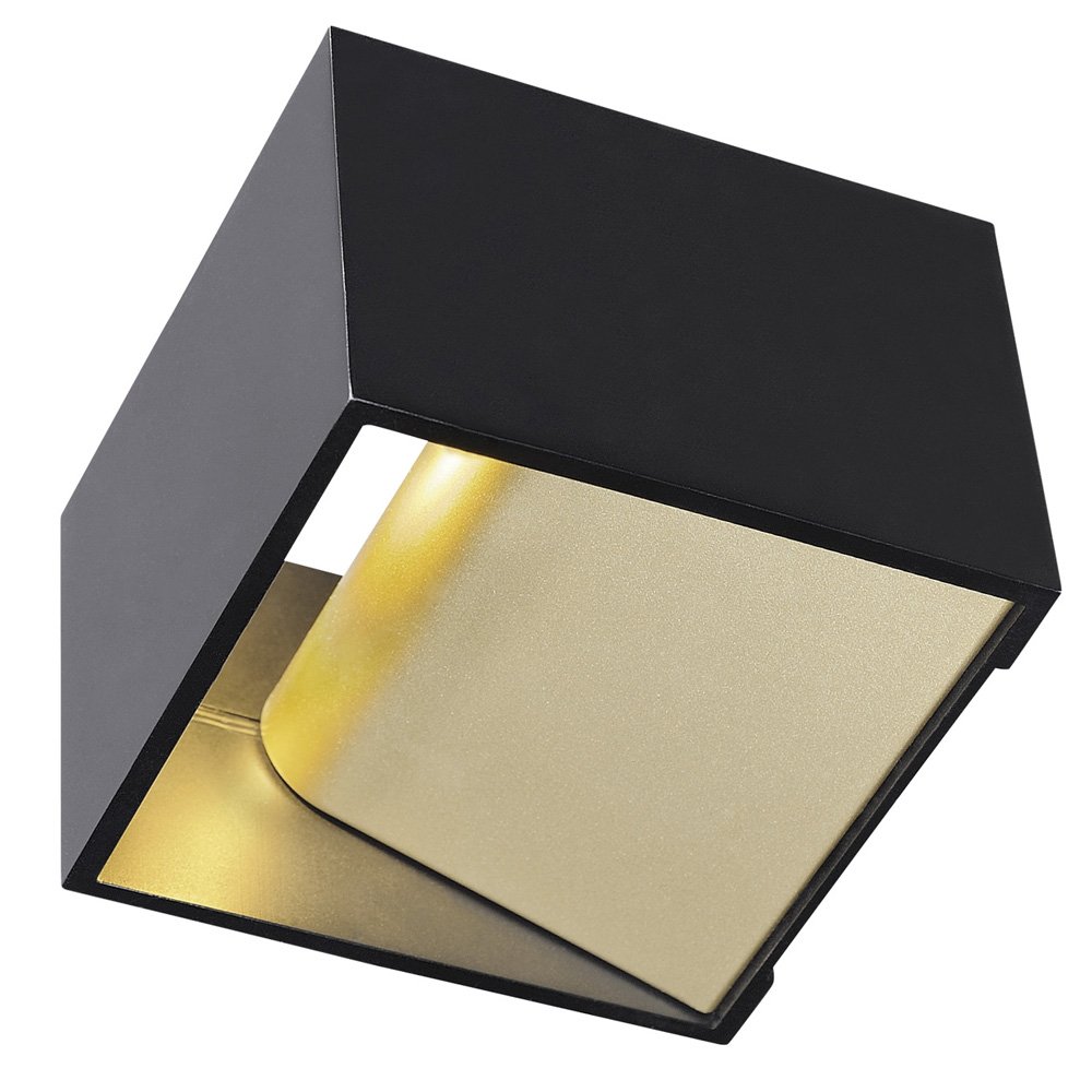 SLV Wandlamp Logs Up - Down vierkant zwart met goud - 1000638