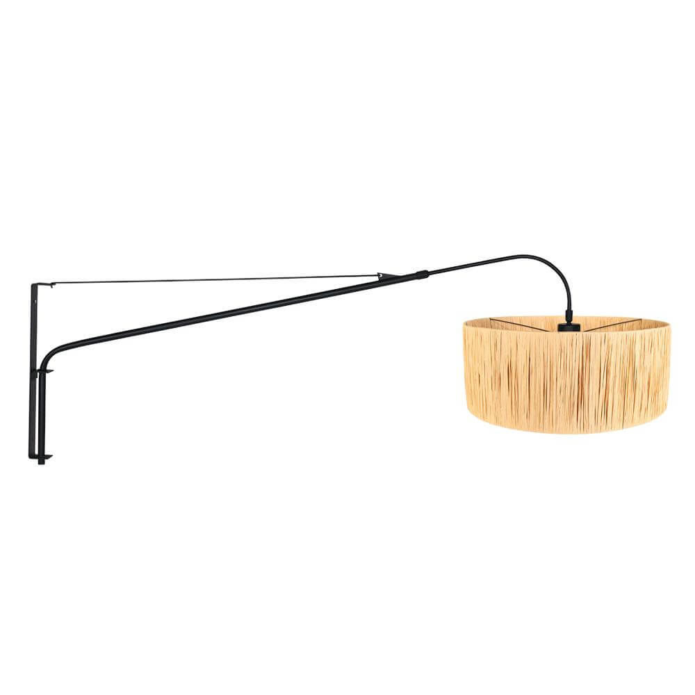 Steinhauer WandlampElegant Classy zwart met strokleurige kap - 3700ZW