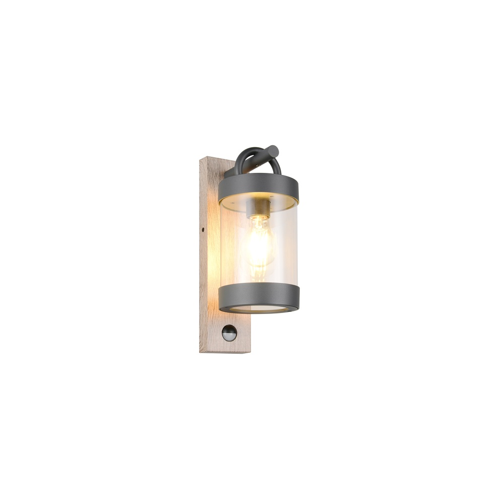 Trio WandlampSambesi grijs met hout en sensor - 204169135