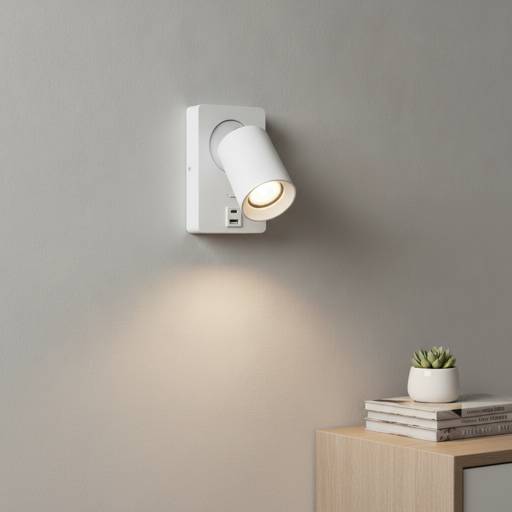 Artdelight BedlampjeMegano USB wit met USB-A en USB-C - WL MEGANO-S USB WI