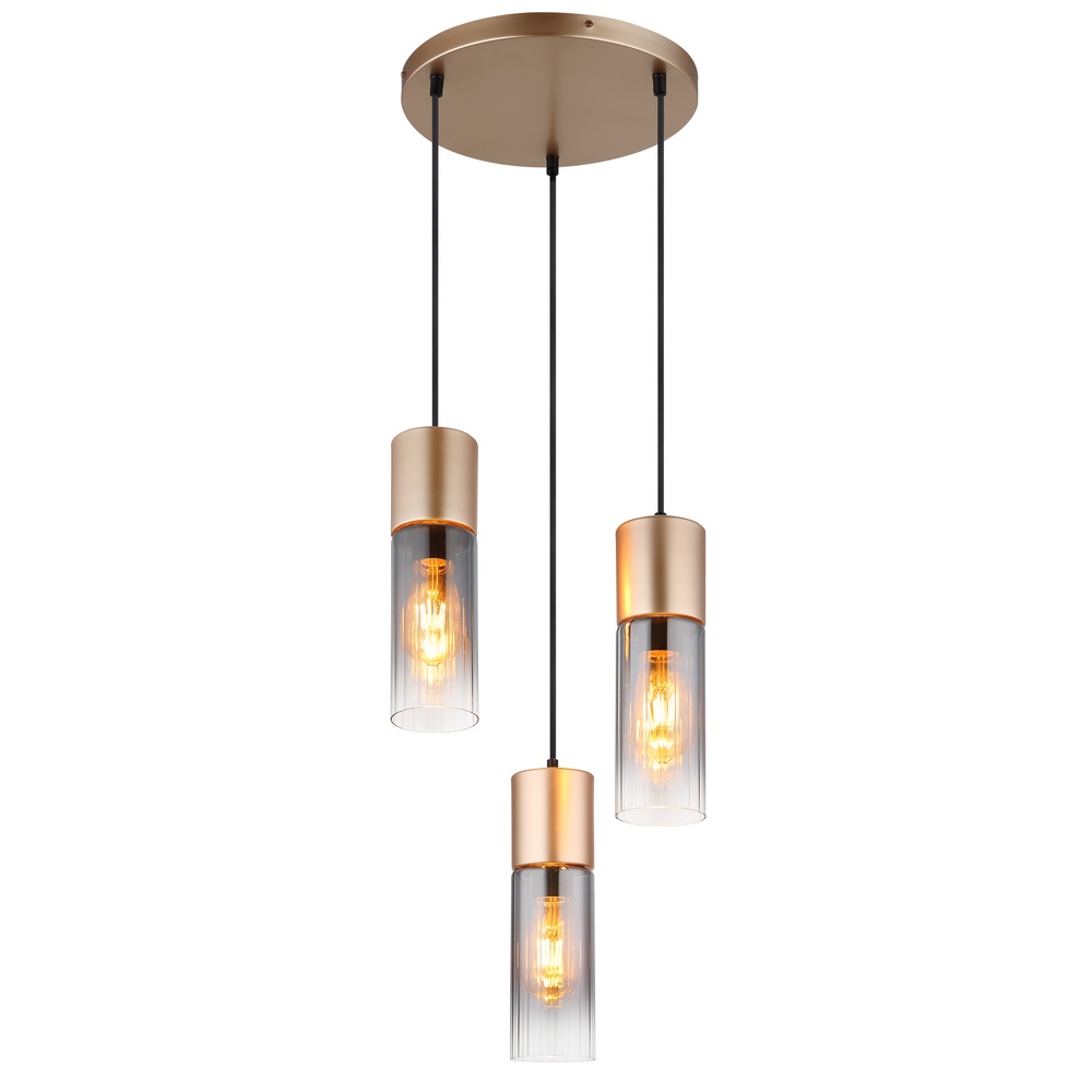 Globo 3-lichts hanglamp Annika bruin design - 21000-3HCA