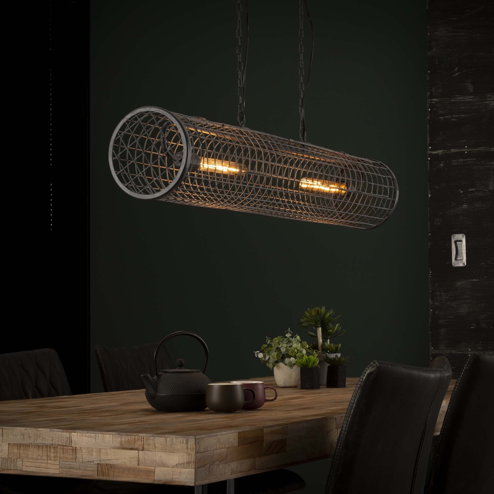 Lyora Industriële gaas hanglampCylinder 121cm - 2x E27 - 8025/45S