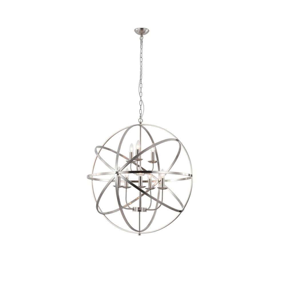 Searchlight Antieke hanglamp Orbit 8-lichts zilver - 2478-8SS