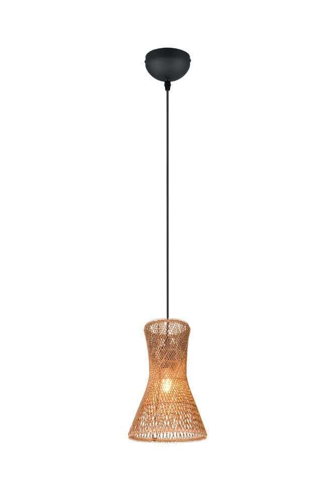 Trio Design hanglampBijou zwart met rotan Ø20cm - R31831026
