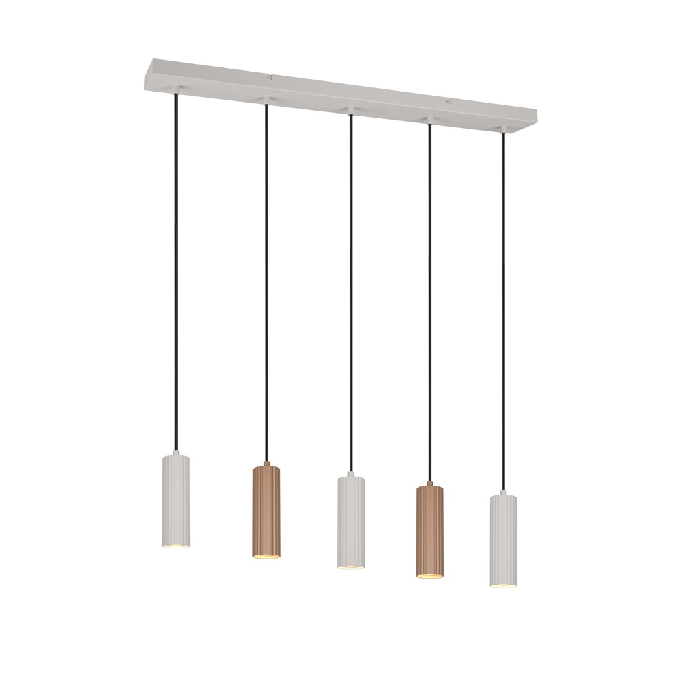 Trio Hanglamp Soka 5-lichts mokka bruin en grijs - 367700565