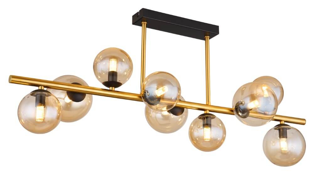 Globo Plafondlamp Riha 9-lichts zwart met goud - 56135-9D