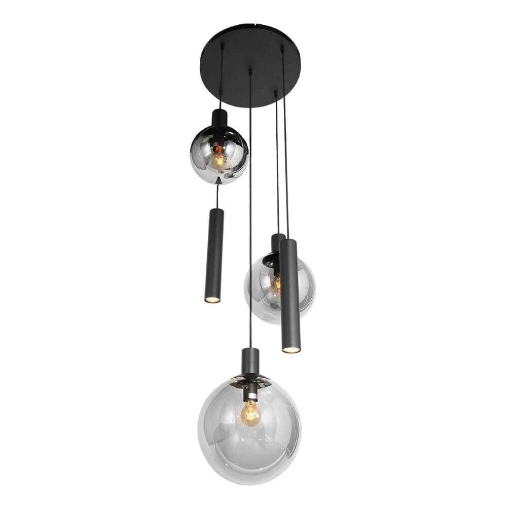 Steinhauer Vide hanglampBollique zwart met rookglas - 3800ZW