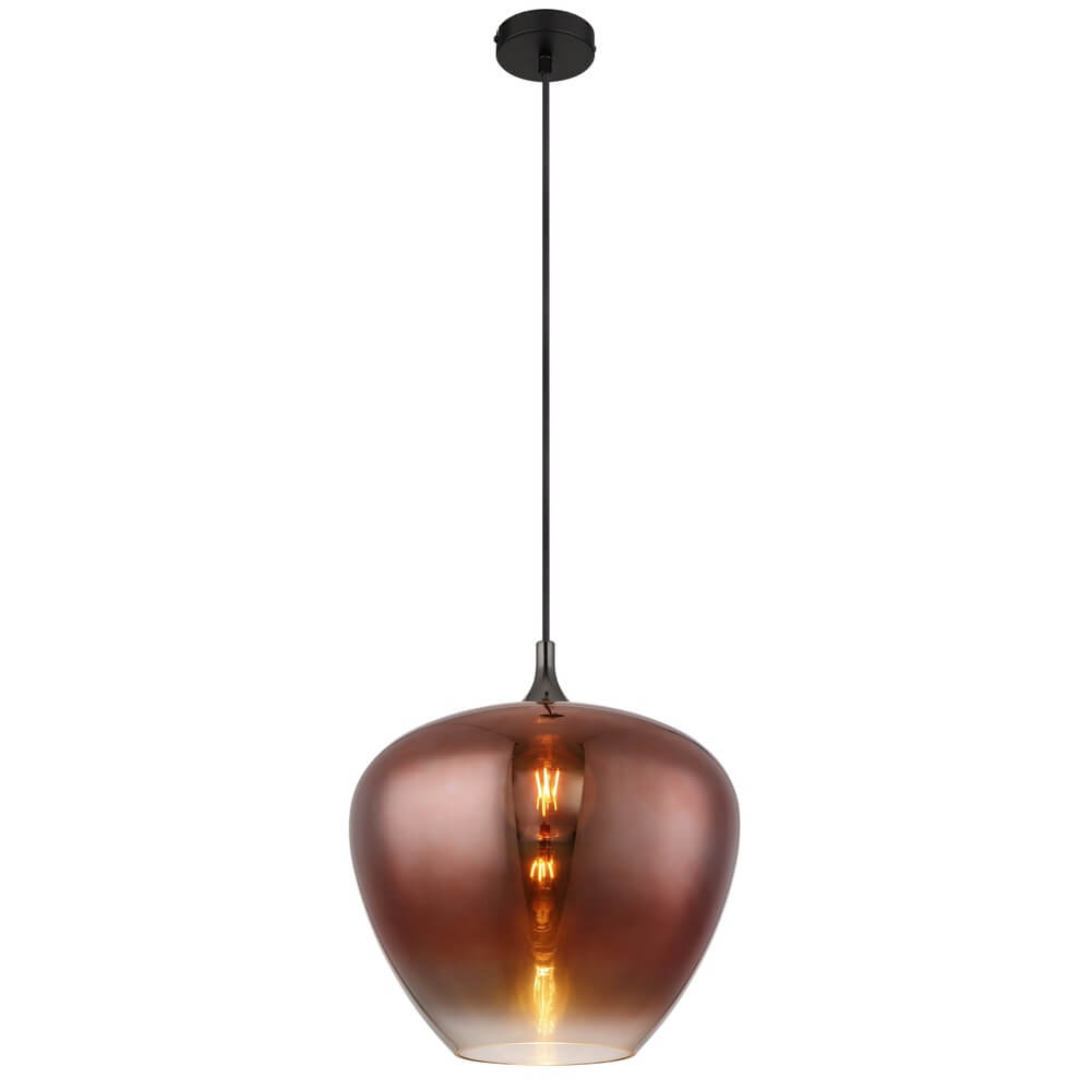 Globo Zwarte hanglamp Maxy met rood glas Ø 40cm - 15548H2G