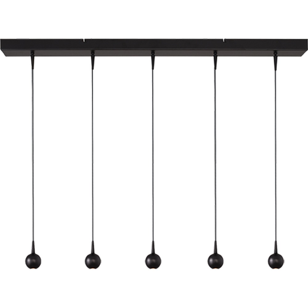 Masterlight 5-lichts hanglampTalana zwart Ø 6cm DTW - 2411-05-05-100-5