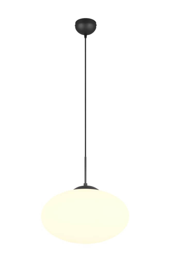 Trio Ovale hanglamp Fomento Ø 40cm - zwart met wit glas - 363190132
