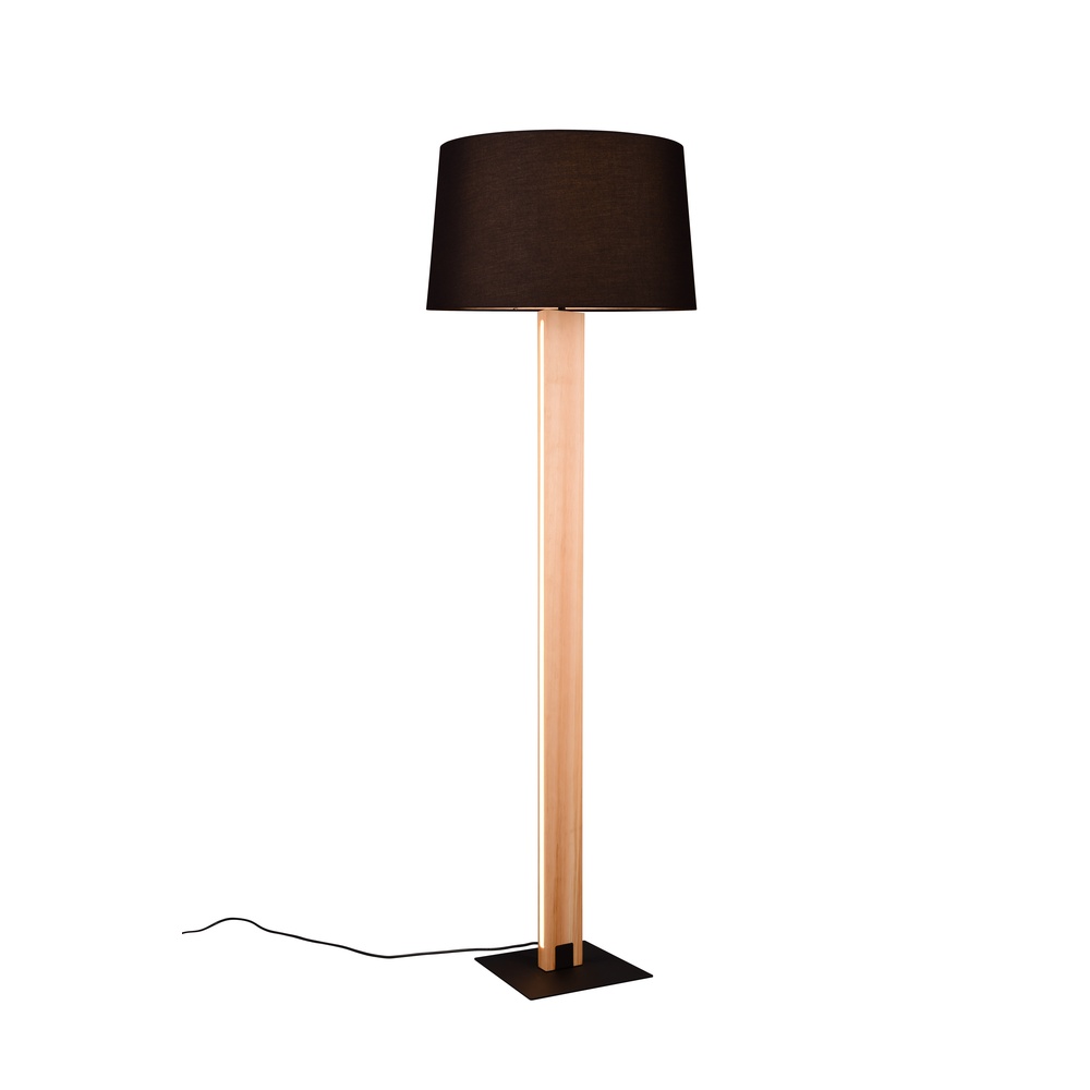 Trio Vloerlamp Rahul design zwart met hout - 447610232