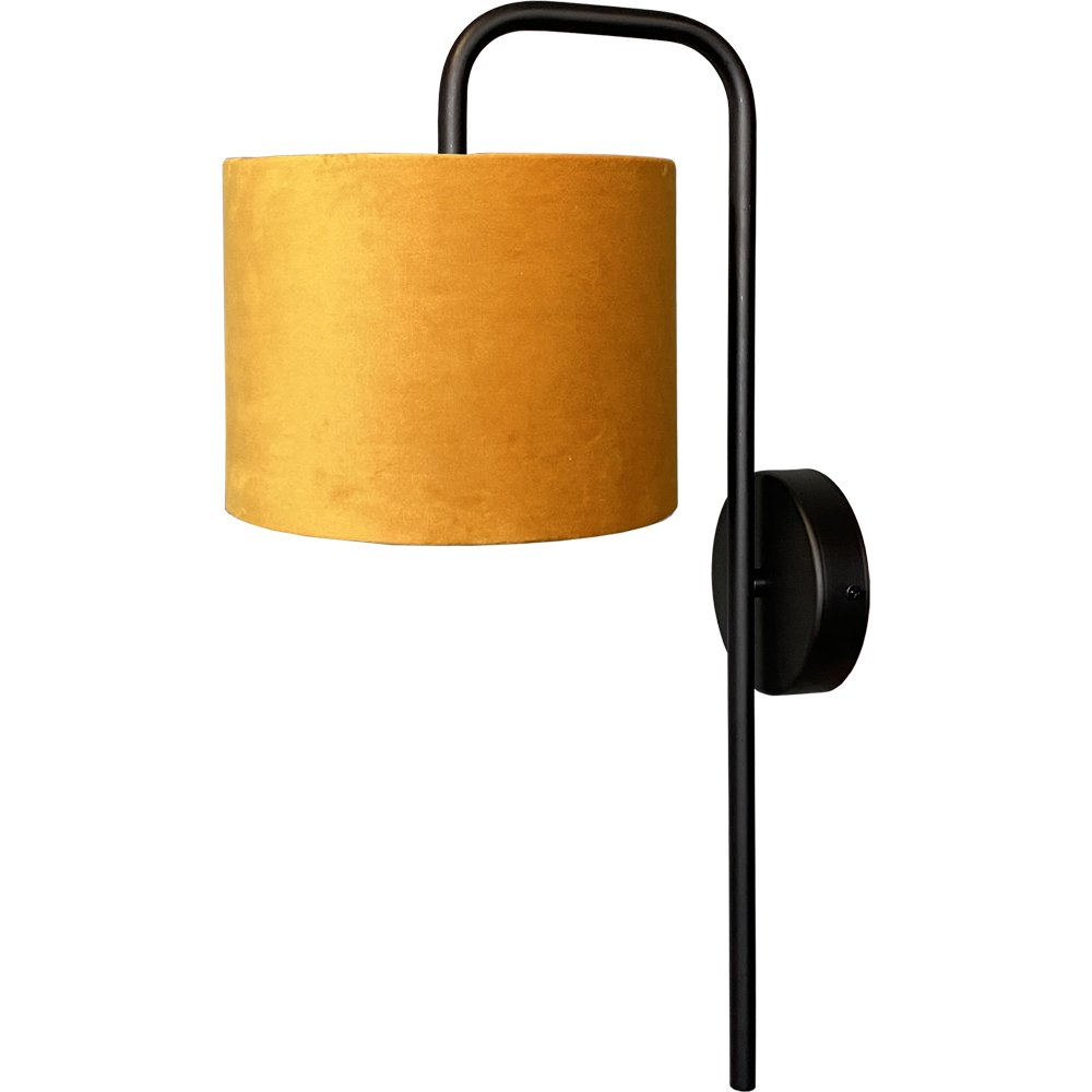 Masterlight Zwarte wandlamp Venus met okergele lampenkap - 3262-05-6580-146-20