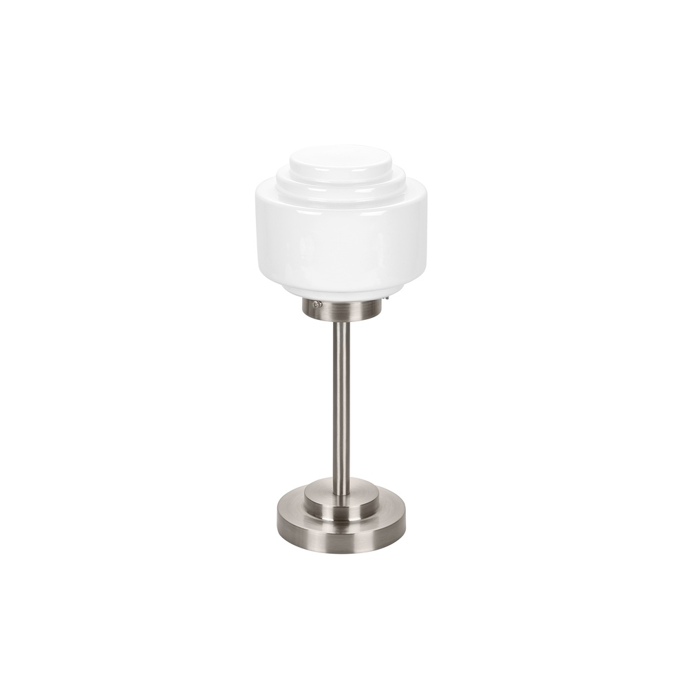 Highlight Nikkel tafellampCambridge met wit glas Ø 15cm - G1871.00 + T1900.30