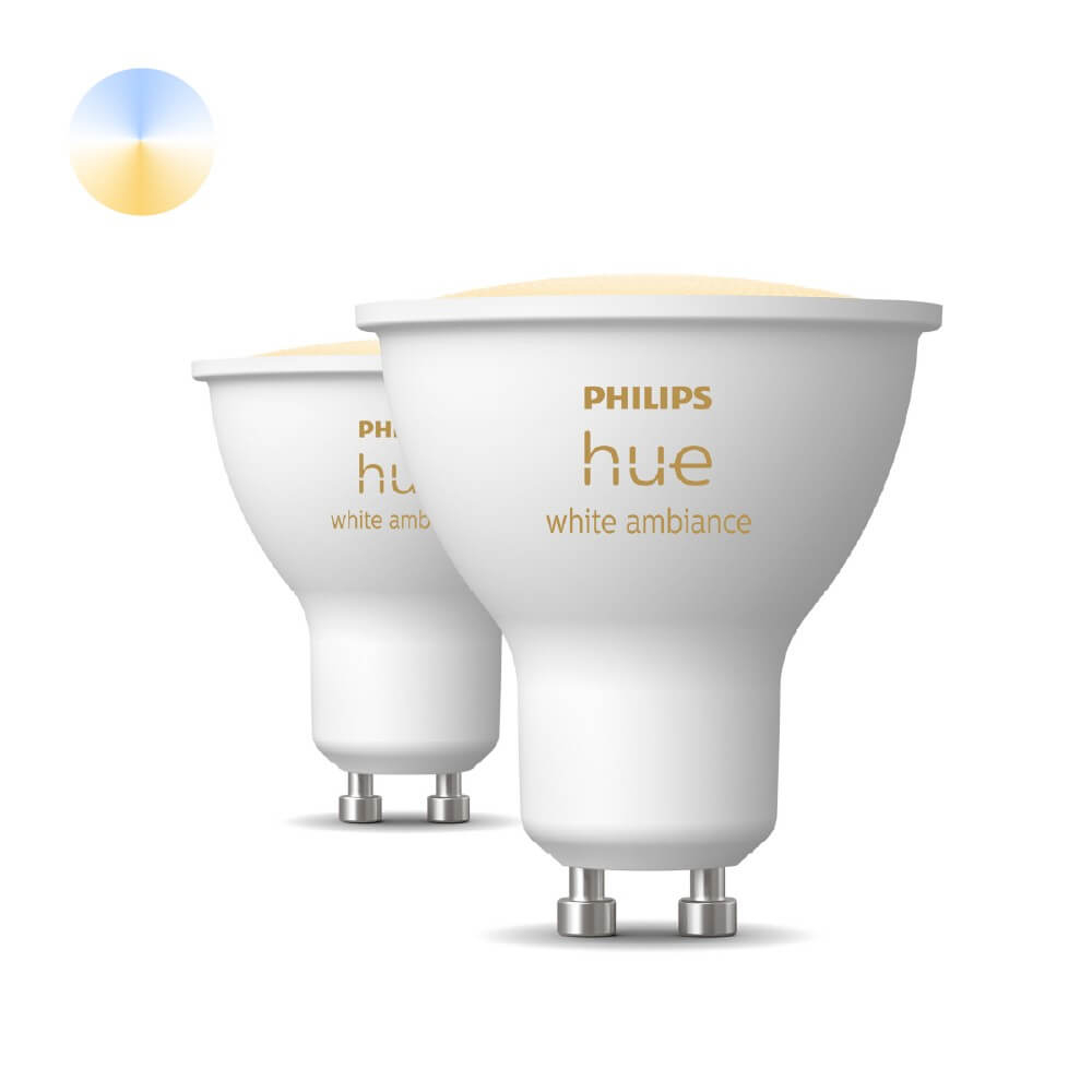 Philips LichtbronHue GU10 - 4,2W - White Ambiance set van 2 - 929003666702 afbeelding