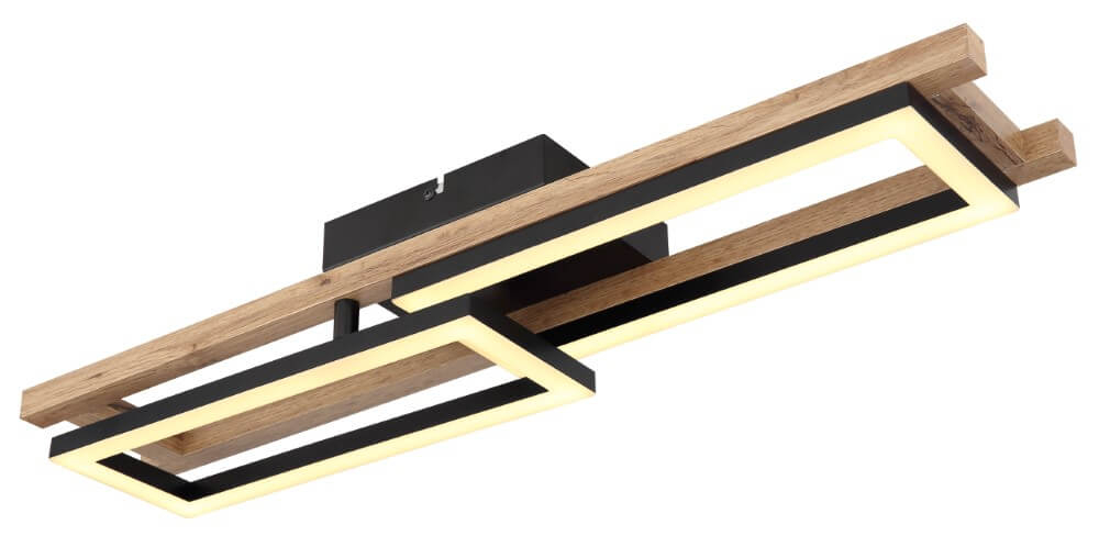 Globo Plafondlamp Illa zwart met hout - 67266D